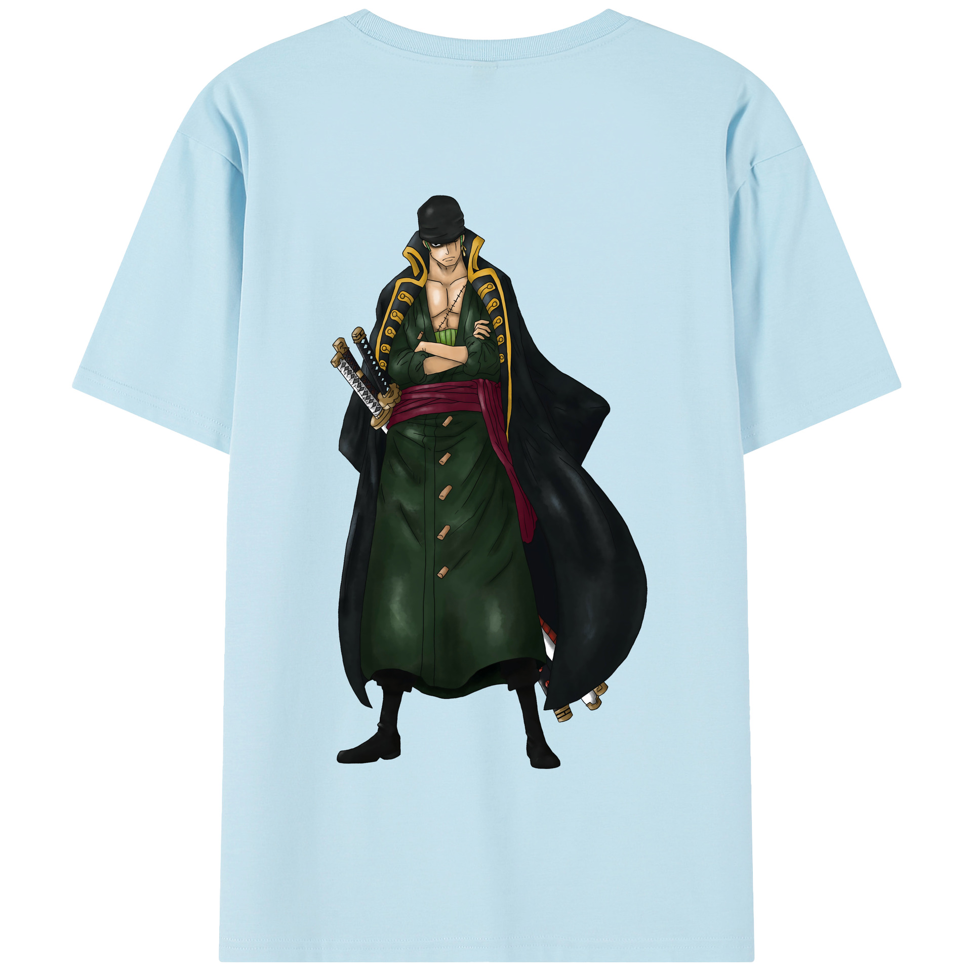 ワンピース ロロノア・ゾロ ONE PIECE Roronoa Zoro 綿100％半袖Tシャツ（背面プリント）